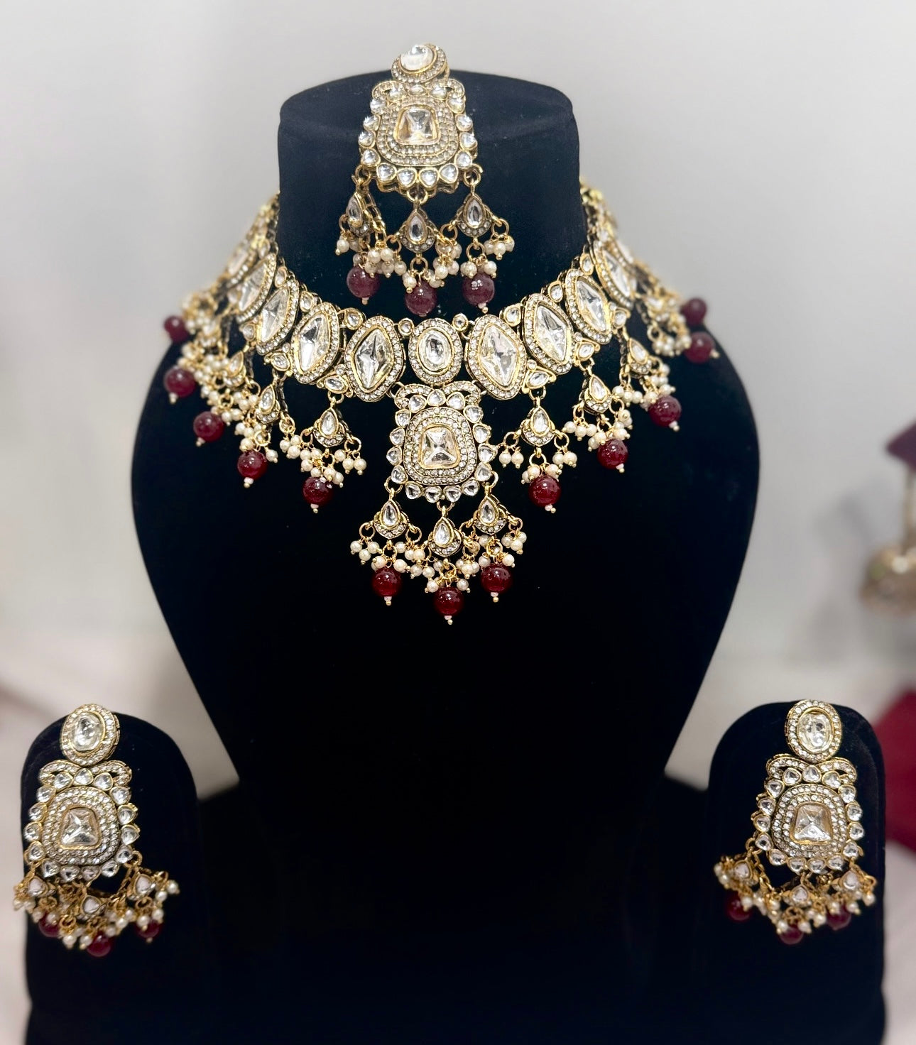 Red Pearl Necklace Set
