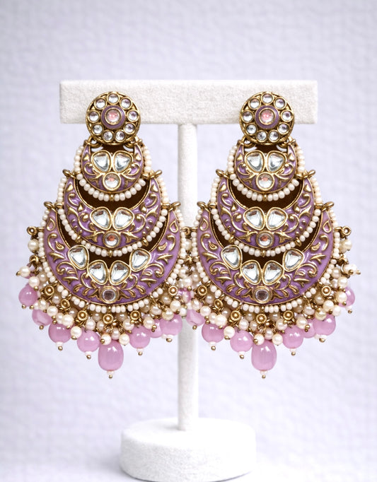 Lila Meenakari Earrings