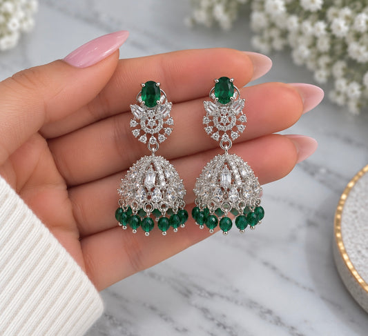 Jasmine Cubic Zirconia Jhumkis