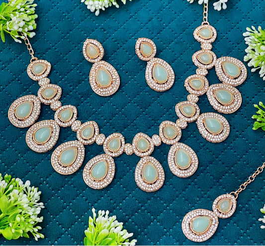 Mint Teardrop Necklace Set