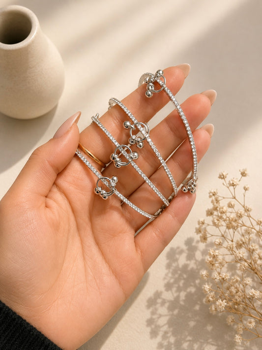 Preeti Silver Sparkly Kashmiri Bangle Set of 4
