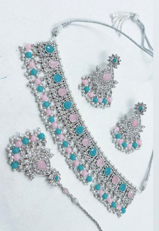 Blue and Pink Choker Set