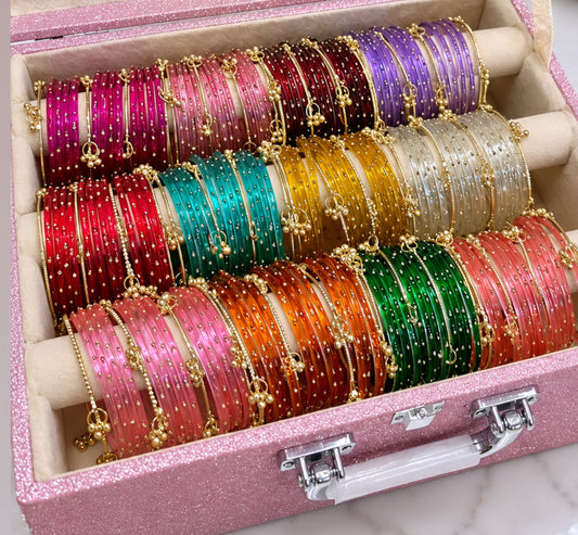 Piya Kashmiri Glass Bangle Box-3 Rod Box Is Included