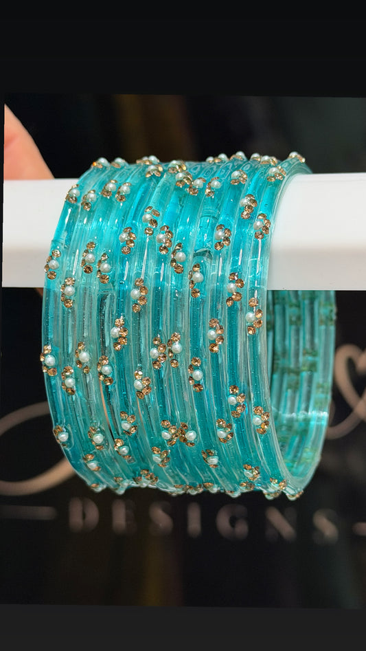Mohabbat Pearl Glass Bangle Set