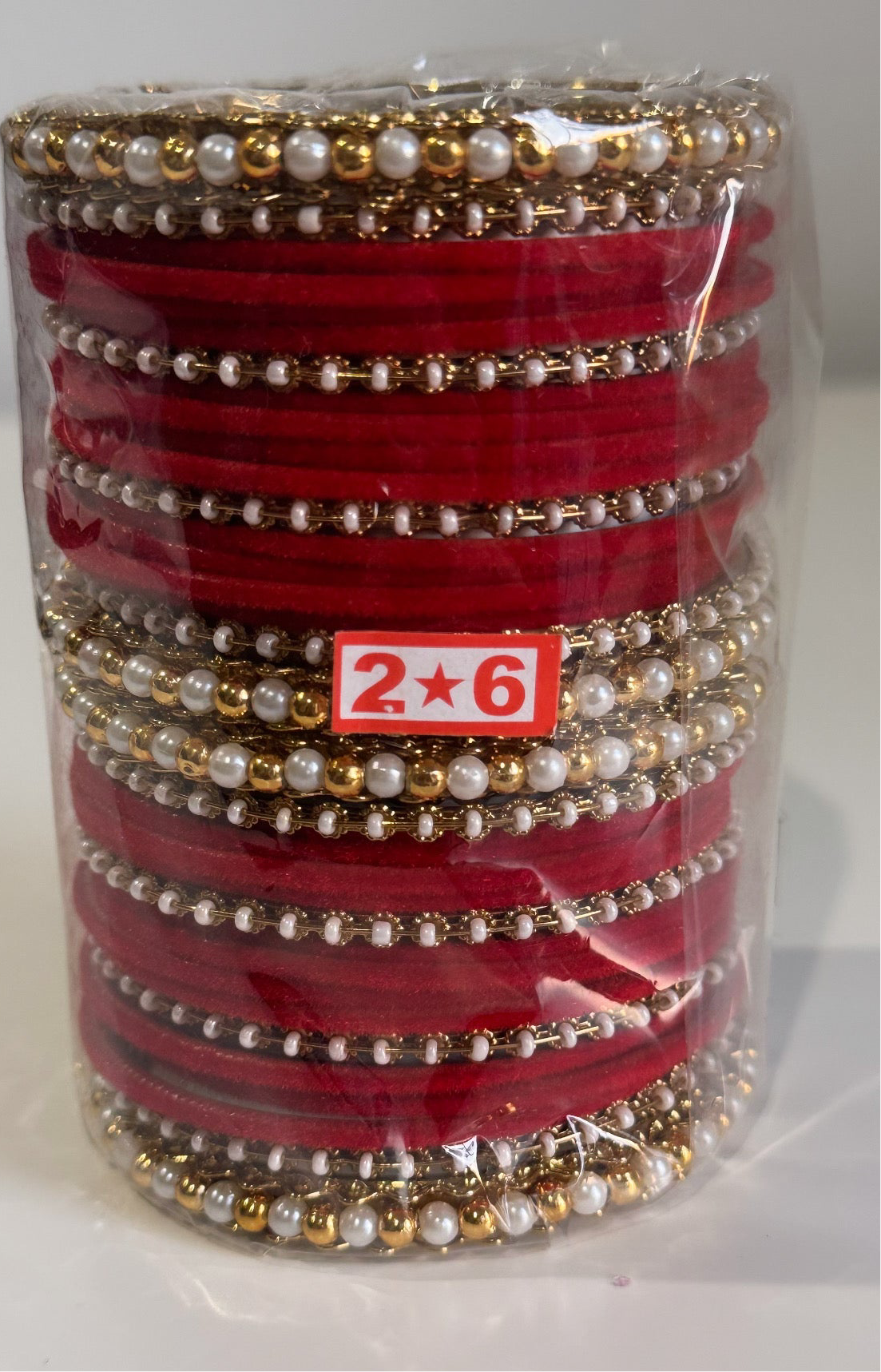 Red and Golden Bangle Set