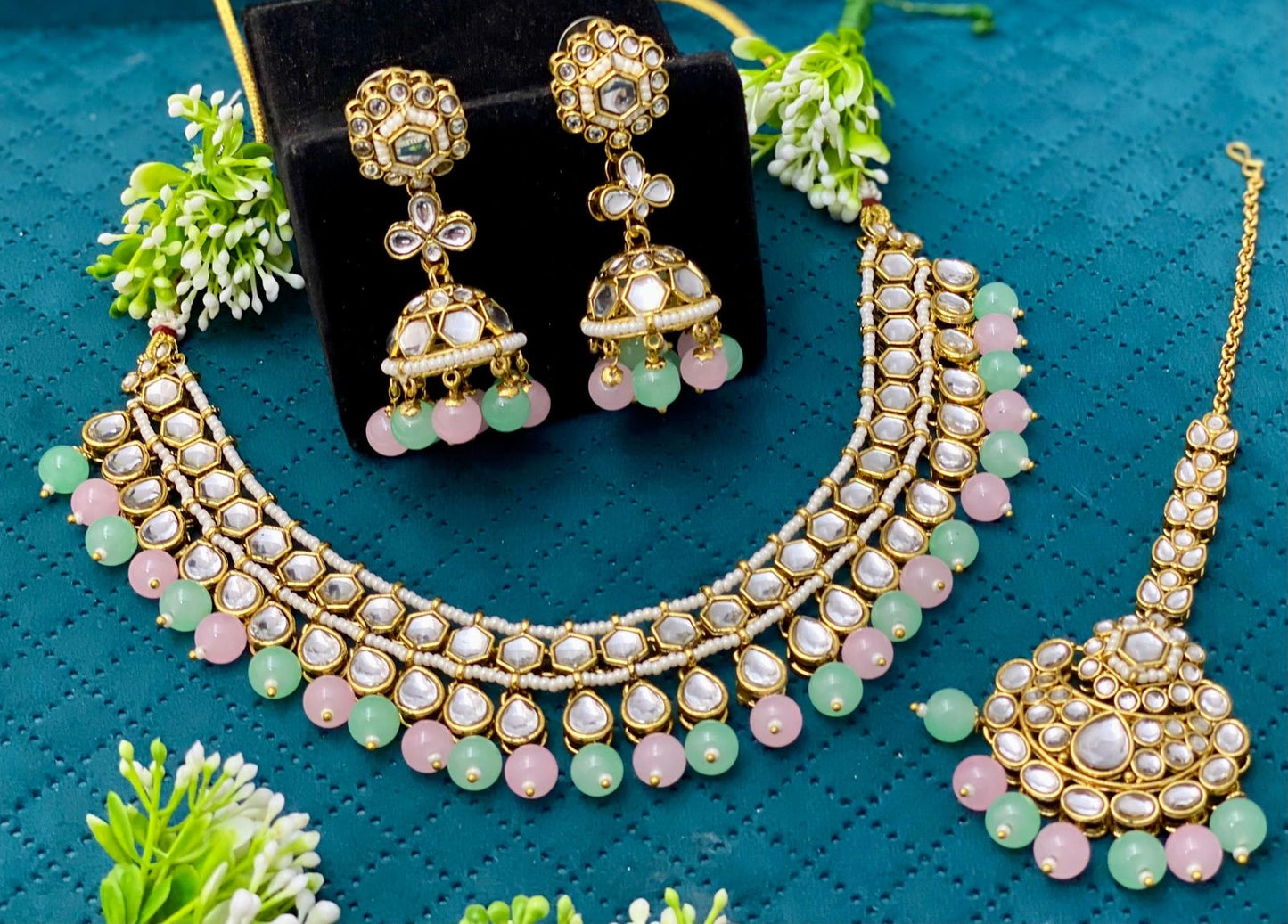 Pink and Mint Necklace Set