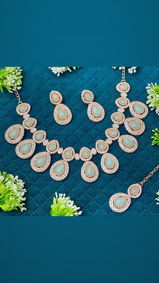 Mint Teardrop Necklace Set