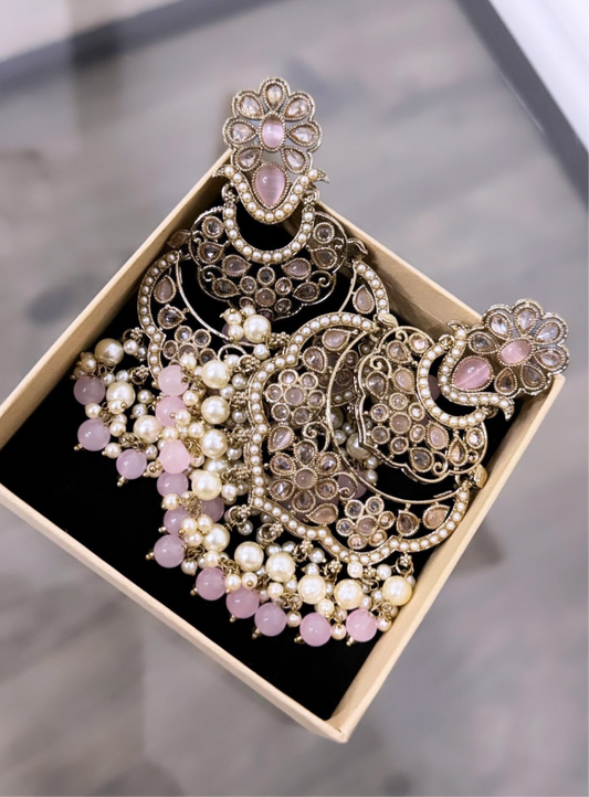 Gold and Light Pink Earrings Set