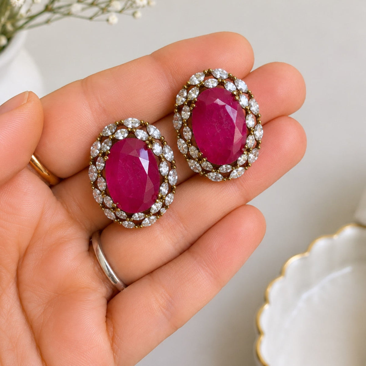 Sunheri Premium Doublet Stone Studs