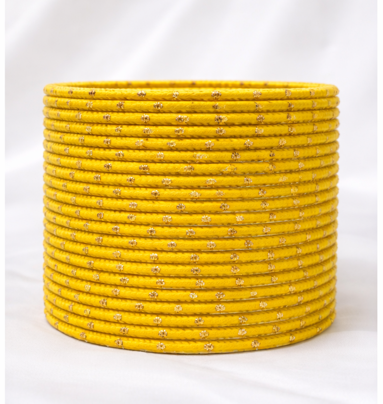 Yellow Metal Dotted Bangle Set