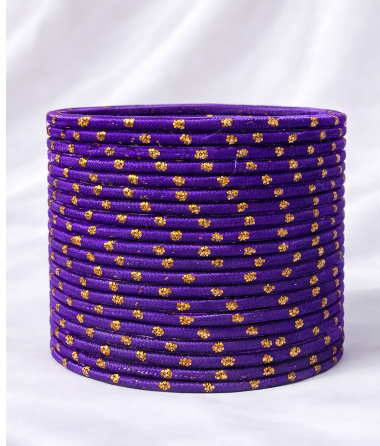 Purple Metal Dotted Bangle Set