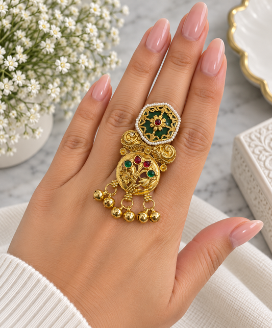 Heritage Ghungroo Style Adjustable Ring