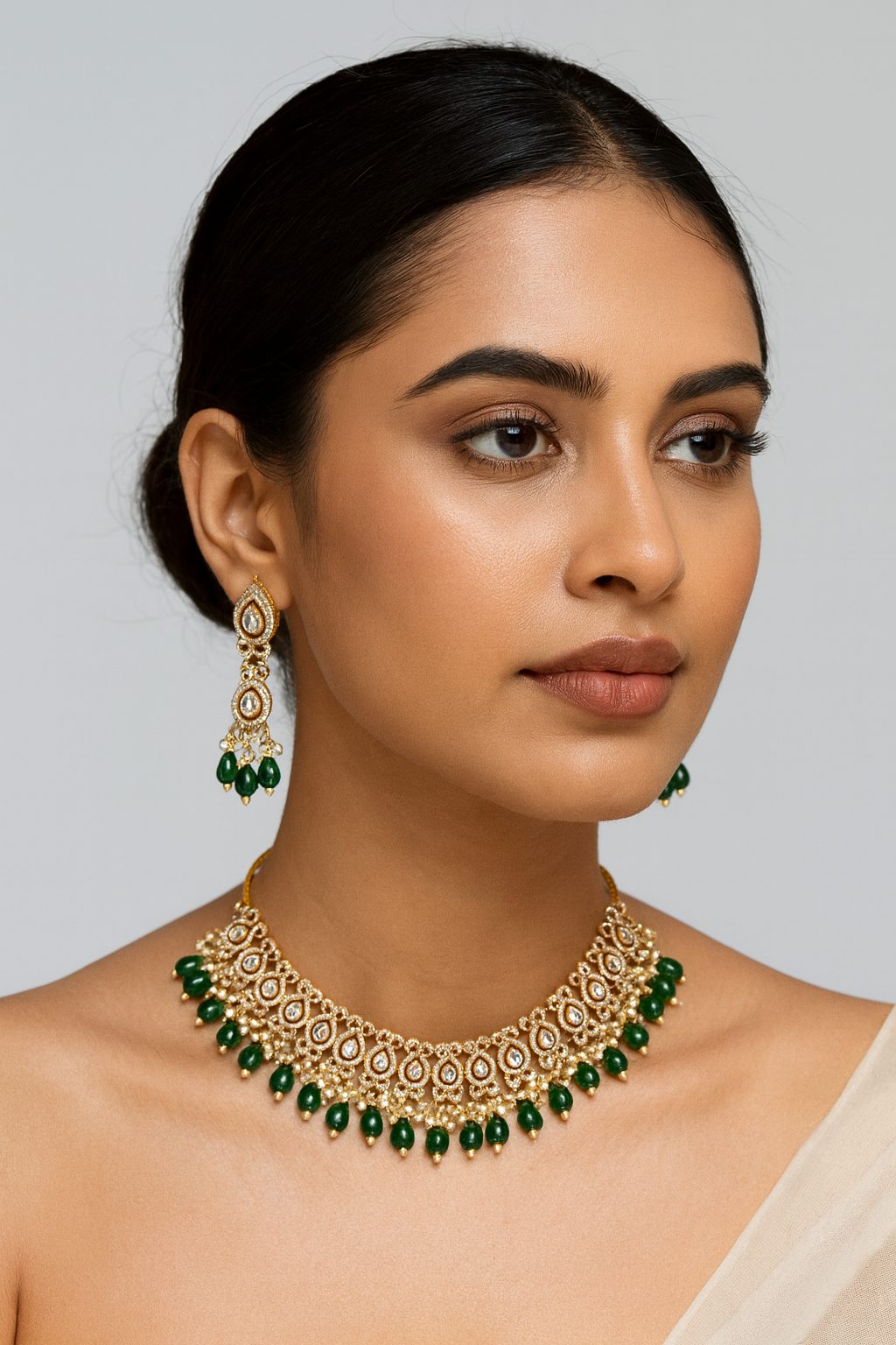Ruhani Emerald Kundan Set