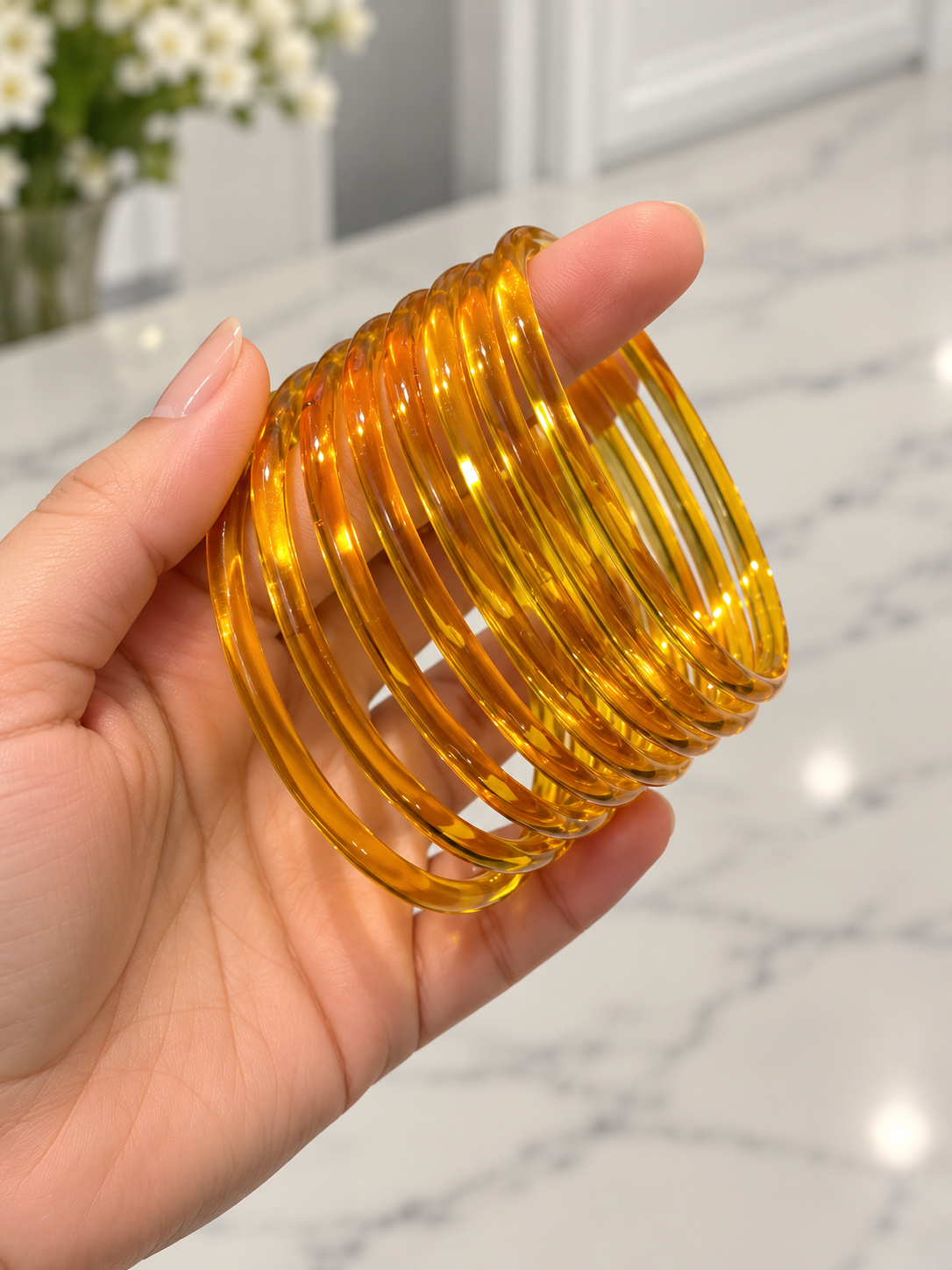 Sophia Glossy Glass Bangle Set
