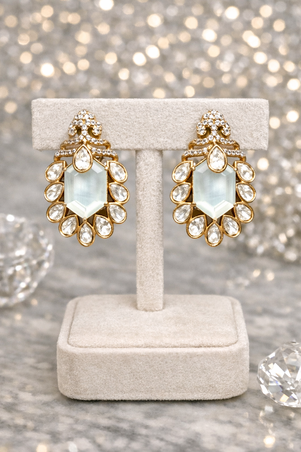 Glass Stone Earrings Studs