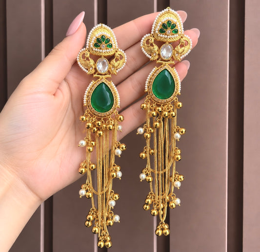 Jasmin Long Kashmiri Style Earrings