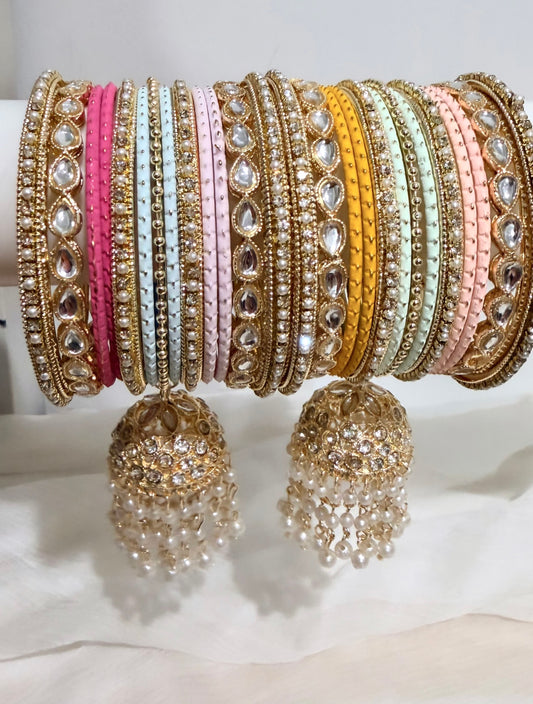 Pastel Dream Bangle Set with Hangings