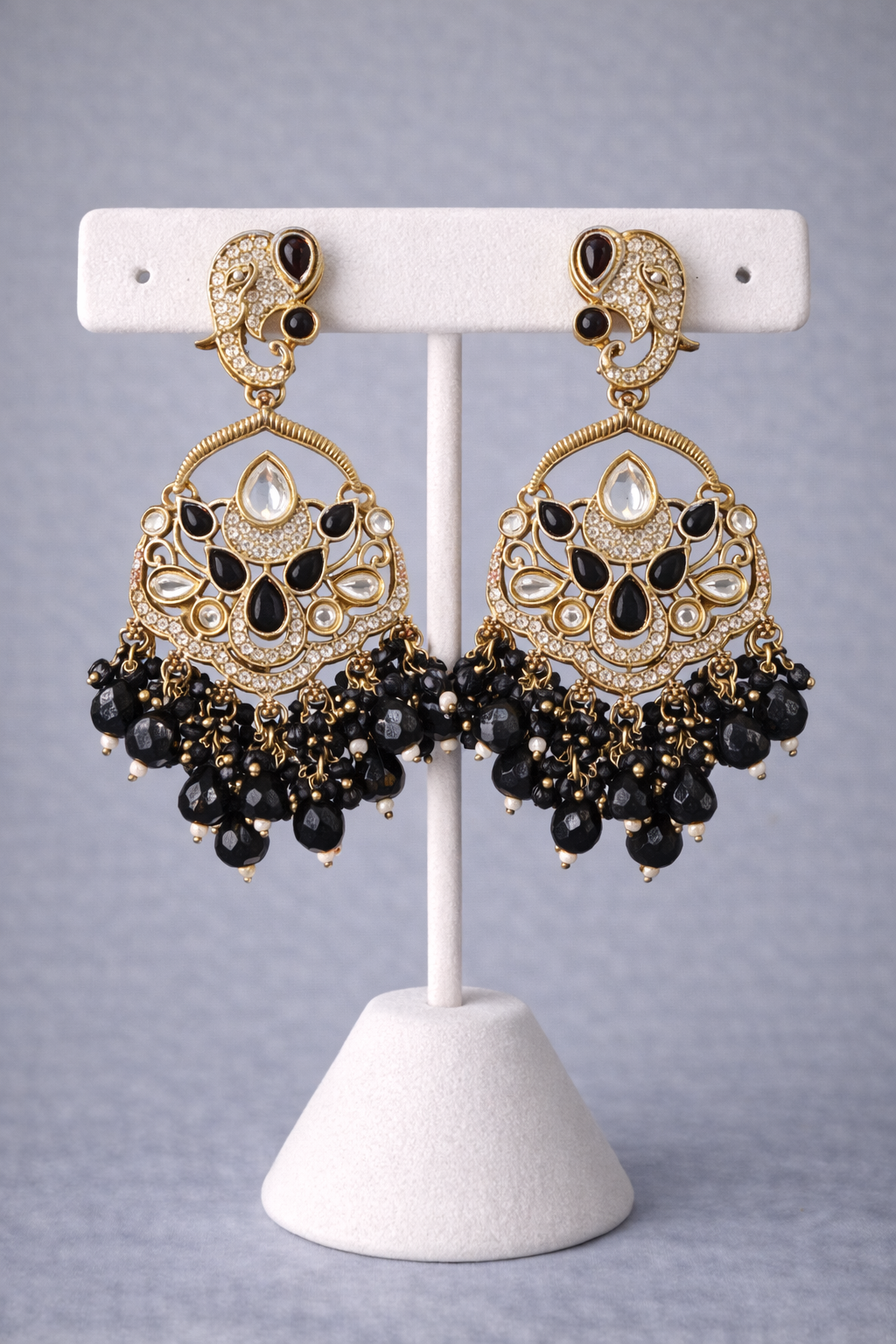 Elephant Style Earrings with Kundan & Polki