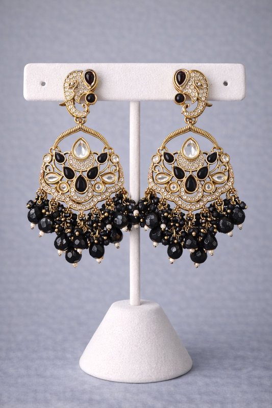 Elephant Style Earrings with Kundan & Polki
