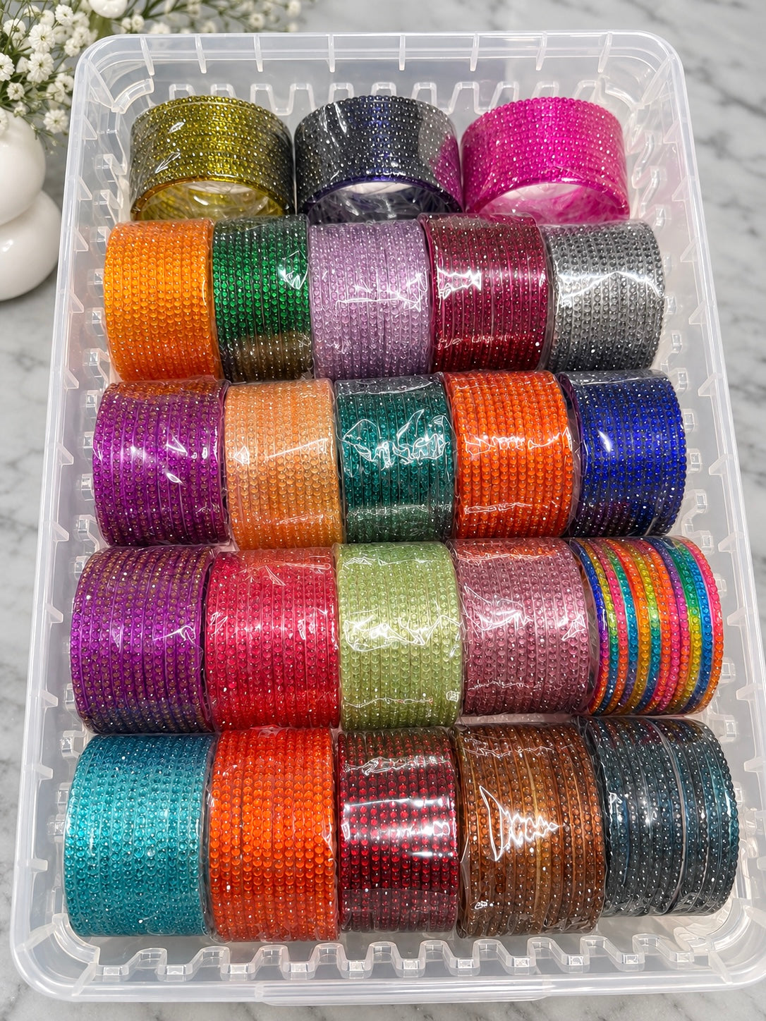 Bani Raindrop Glass Bangle Box-4 Rod Box is Included