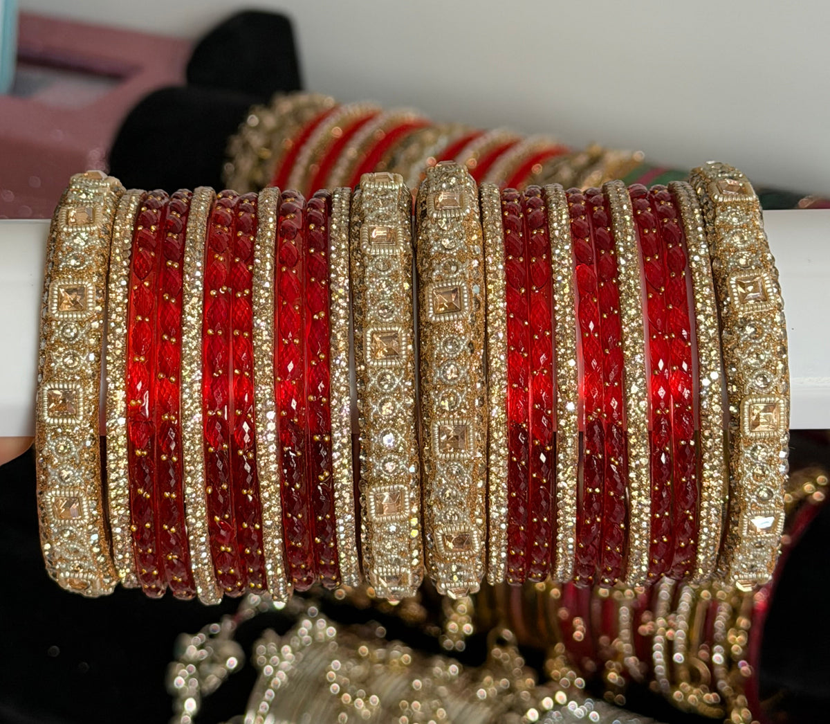 Aishawarya Glass Bangle Set- For Both Hands