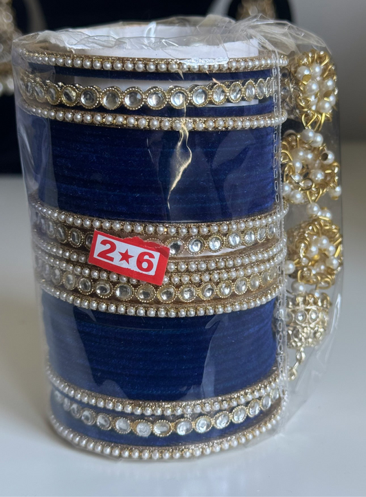 Royal Blue Bangle Set with Hangings