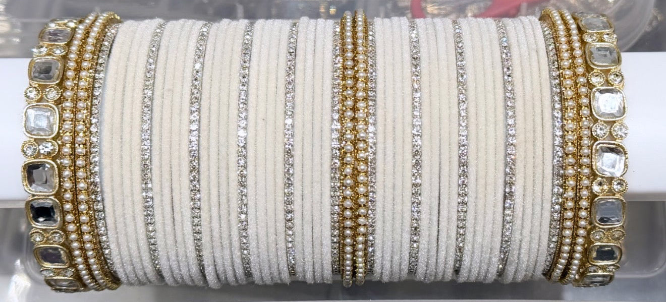 Off white Velvet Bangle Set