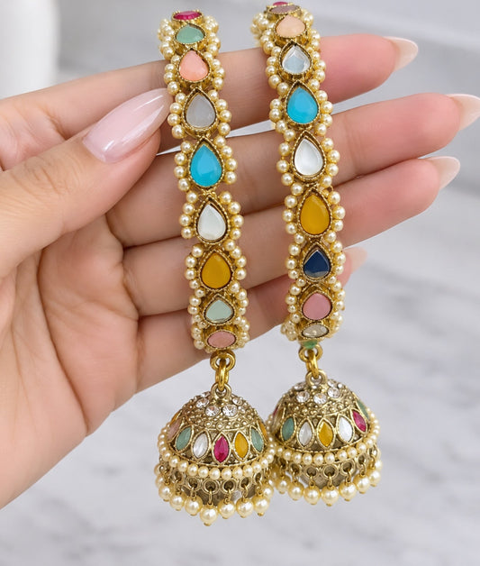Multi Color Ghungroo Hanging Bangle Set of Two