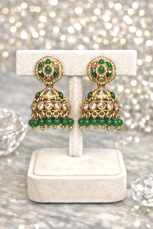 Roshni Dark Green Jhumkis