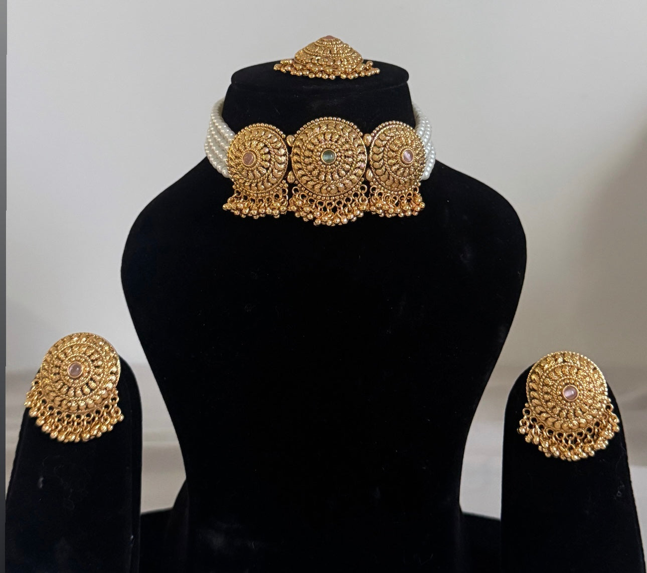 Gold Plated Choker Style Necklace Set
