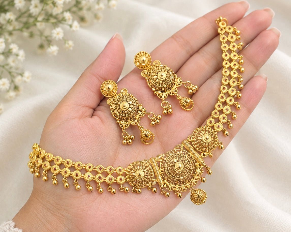 Mehak Premium Gold Plated Sleek Necklace Set