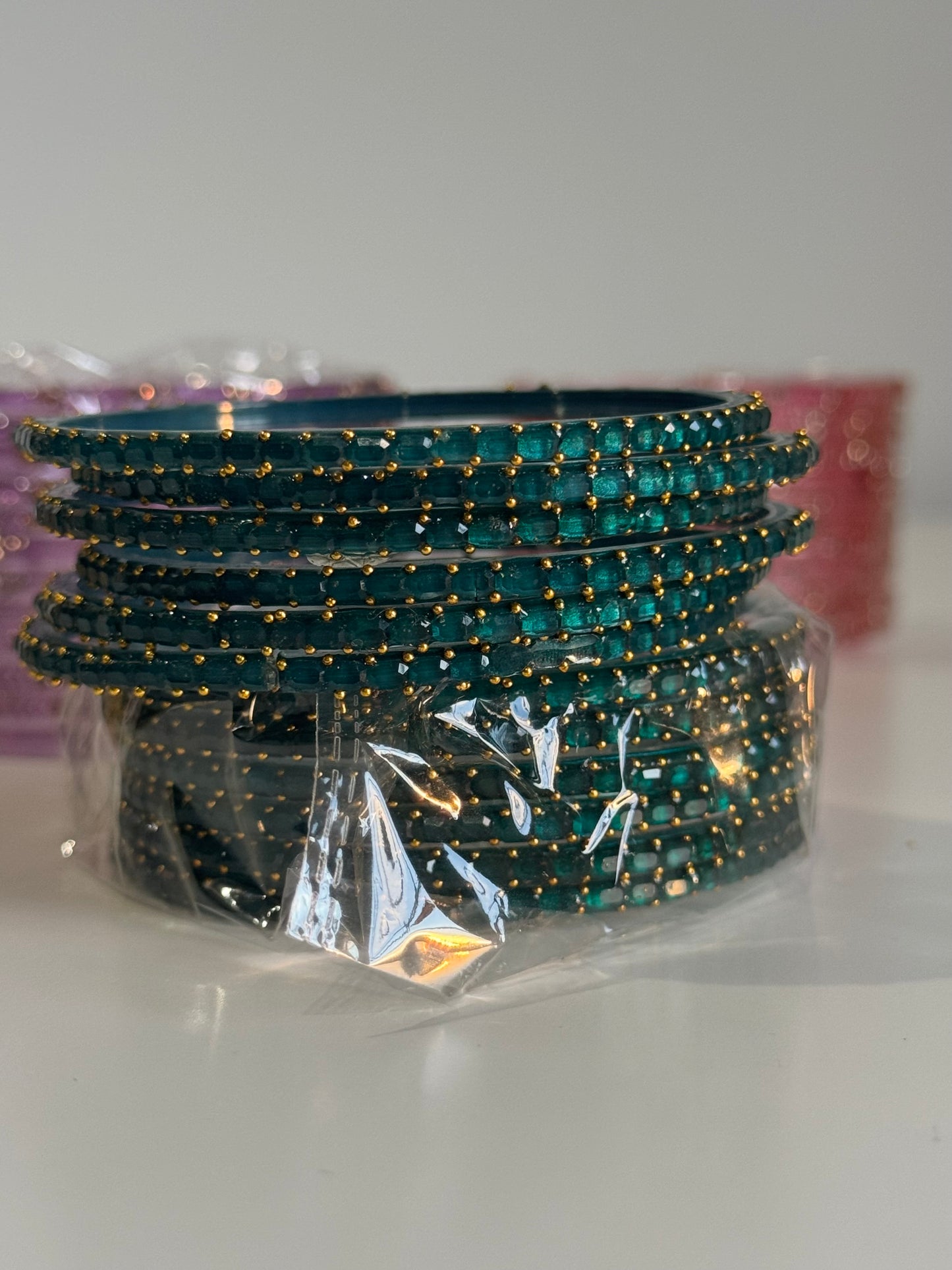 Dark Green Glass Bangles
