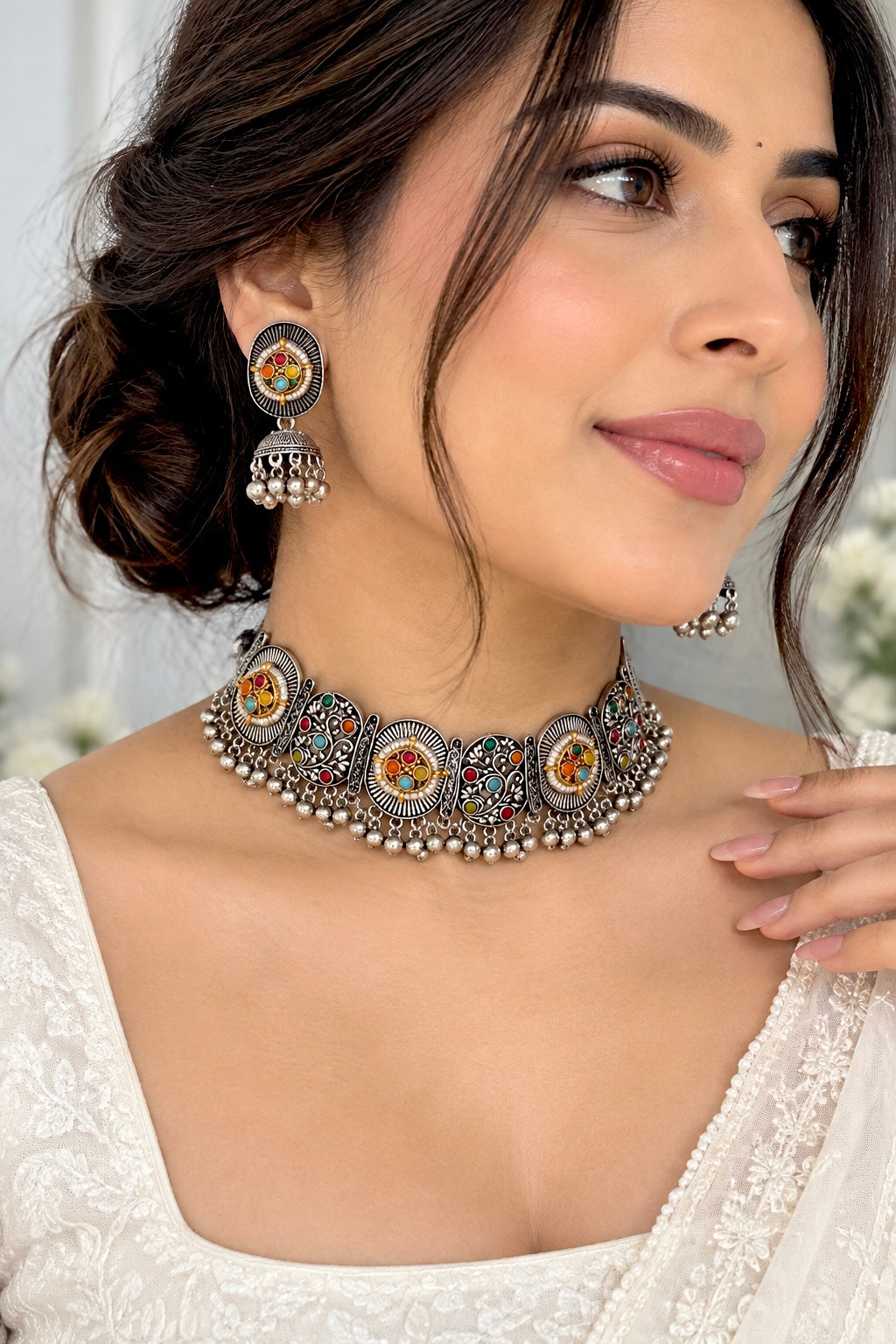 Pooja Oxidized Necklace Set