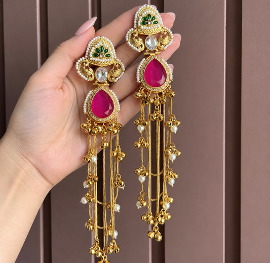 Jasmin Long Kashmiri Style Earrings