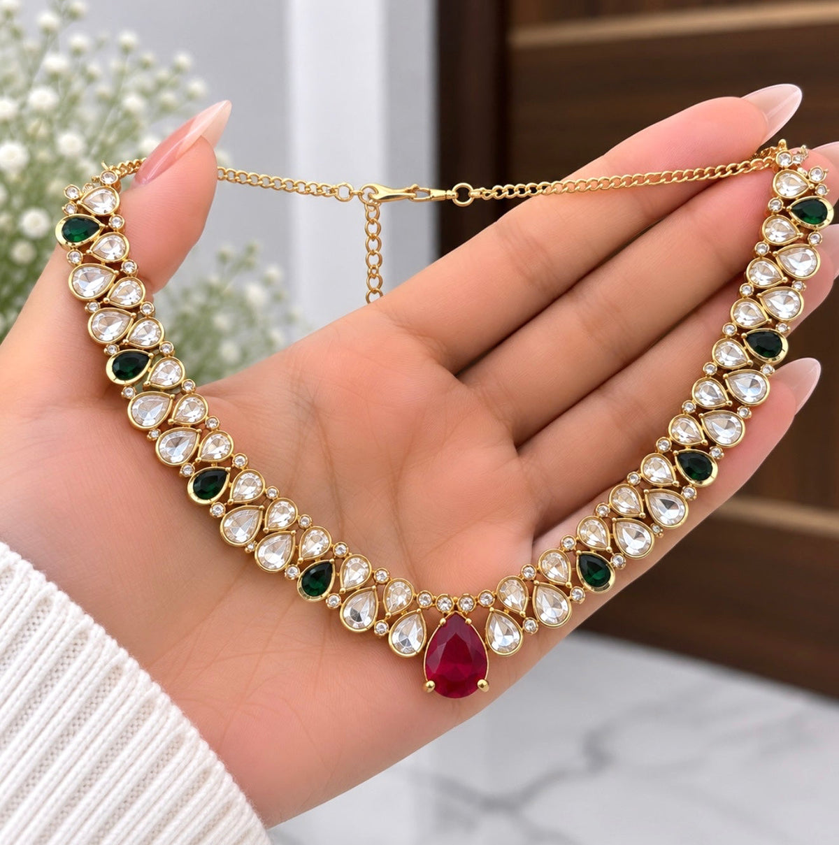 Komal Moissanite Sleek Necklace