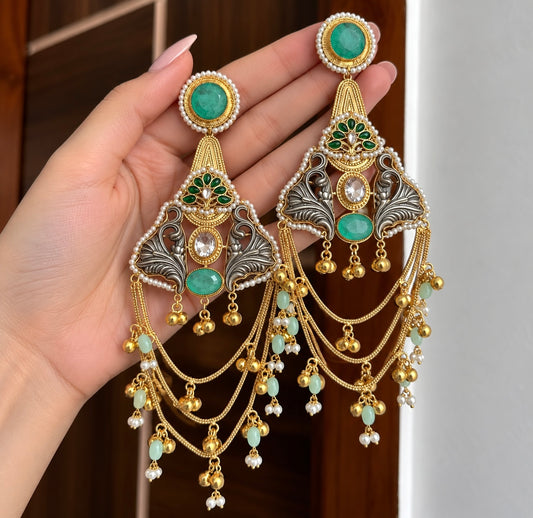 Jasmin Long Kashmiri Style Earrings