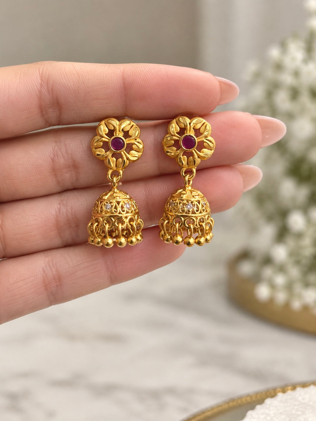 Rabia Mini Gold Plated Jhumkis