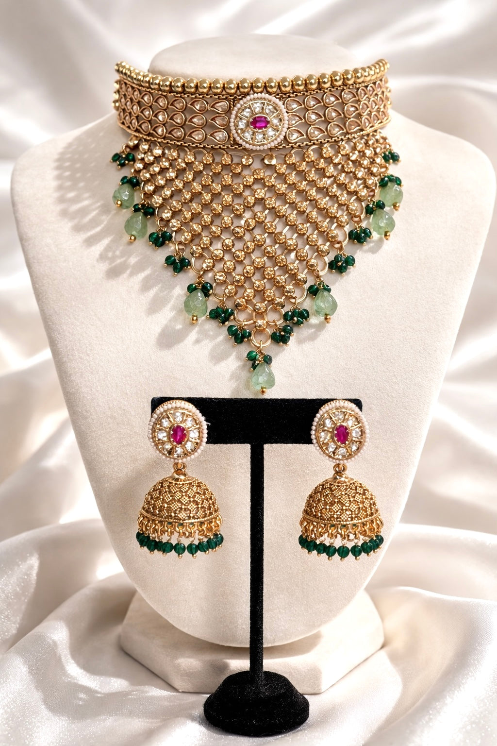 Disha Premium Gold Plated Necklace Set with Jhumkis