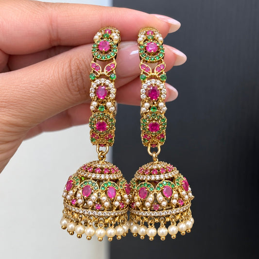 Mehr Jadau Chandbalis(Ruby & Green)