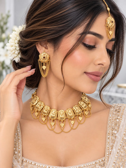 Manvi Punjabi Style Peepal Patti Necklace Set