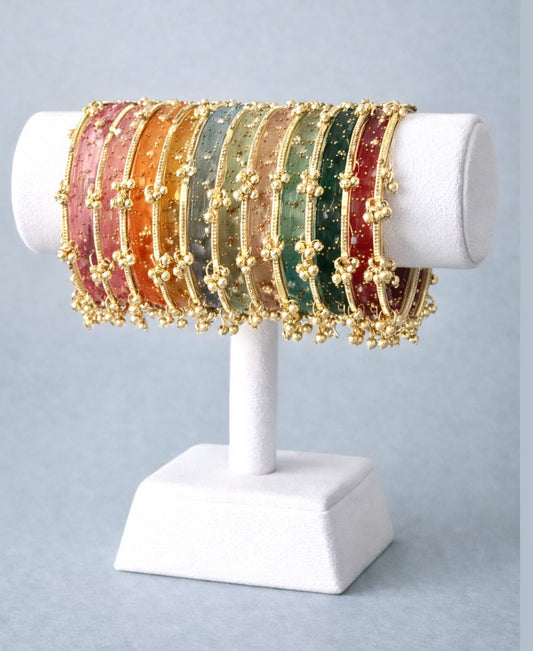 Glass Kashmiri Multi Color Bangle Set