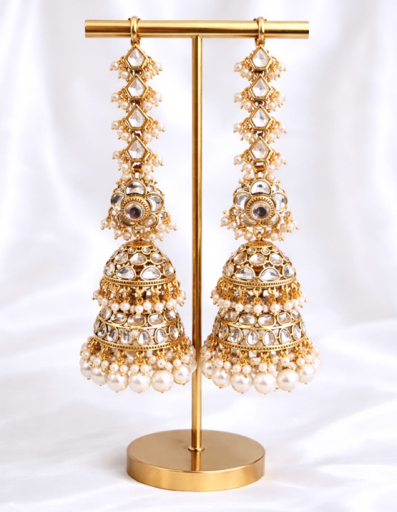 Sahara Style Double Layered Kundan Earrings