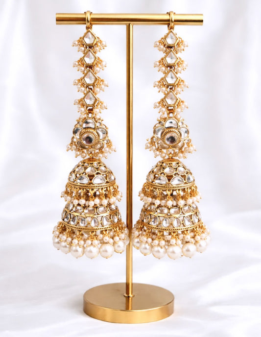 Sahara Style Double Layered Kundan Earrings