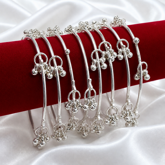 Silver Kashmiri Ghungroo Bangle Set of 8 Bangles