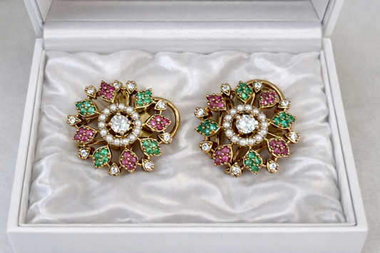 Anushka Ruby Green Earrings Studs