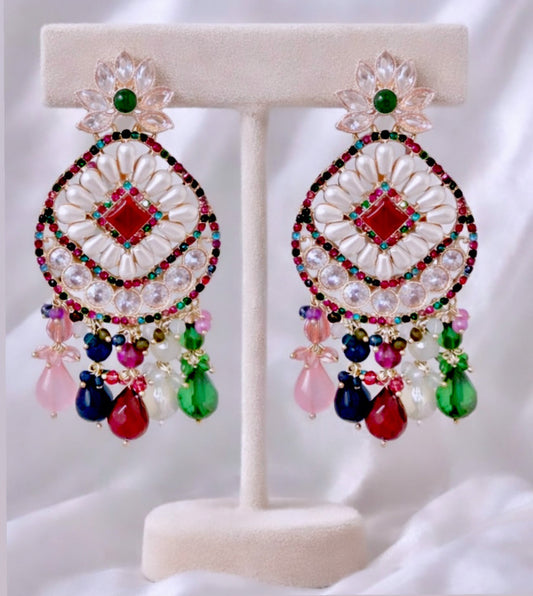 Victoria Pearl and Multi Color Earrings