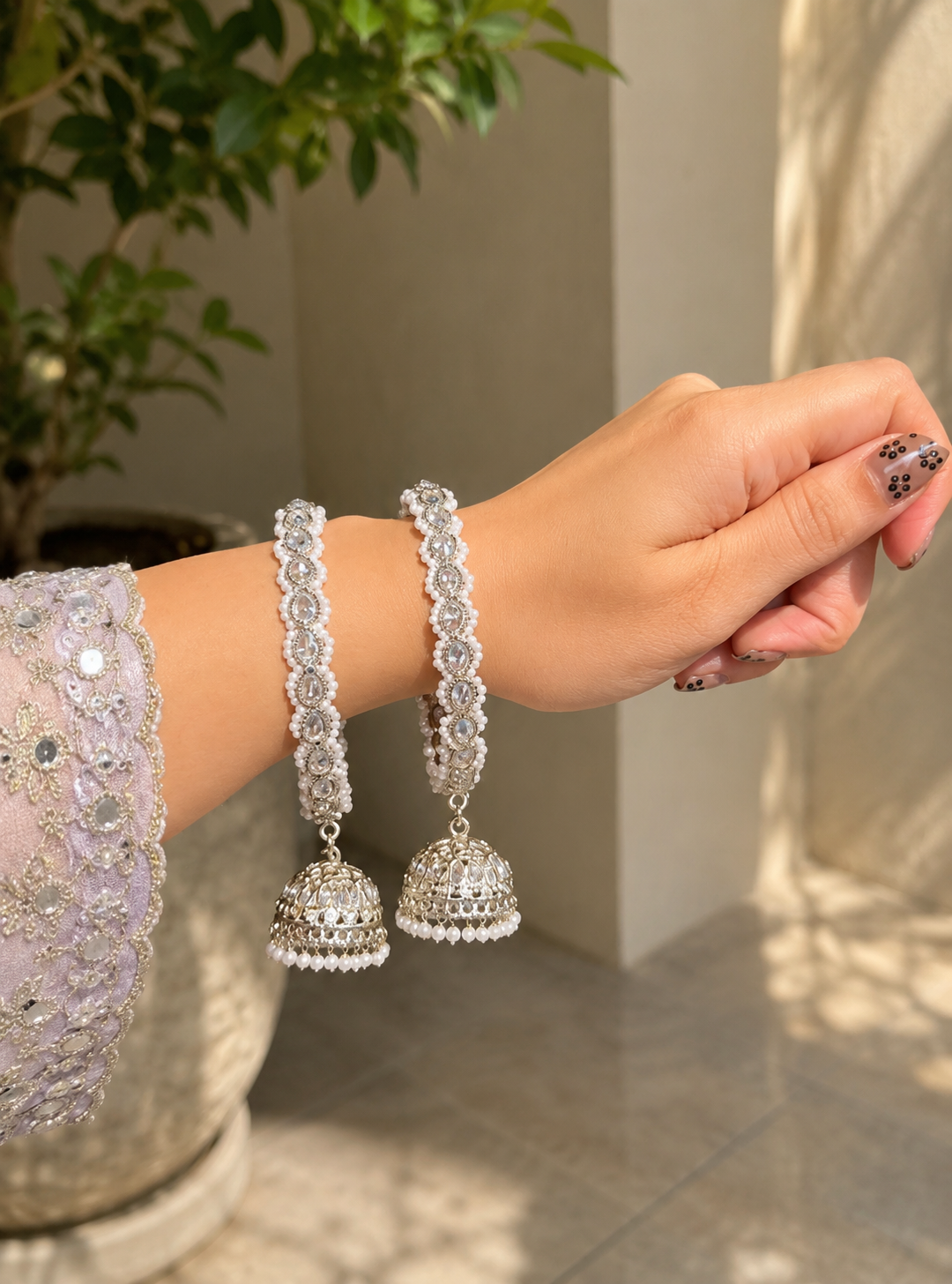 Piya Silver Hanging Style Bangle Se-Set of Two Bangles