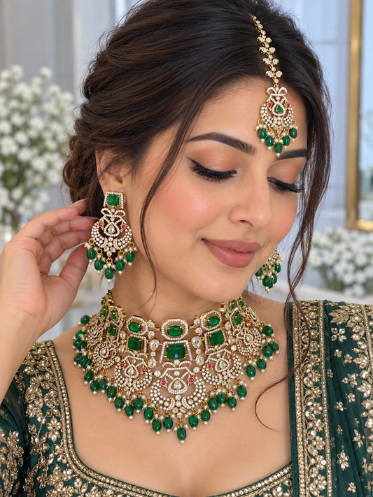 Saanjh Semi Bridal Premium Victorian Style Necklace Set