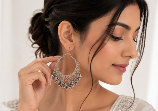 Kashmiri Style Bali in Silver-Back in Stock