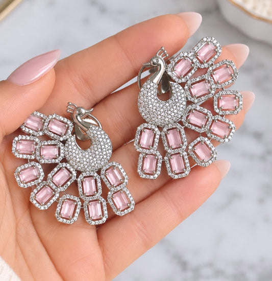 Mahi Peacock Style Earrings Studs